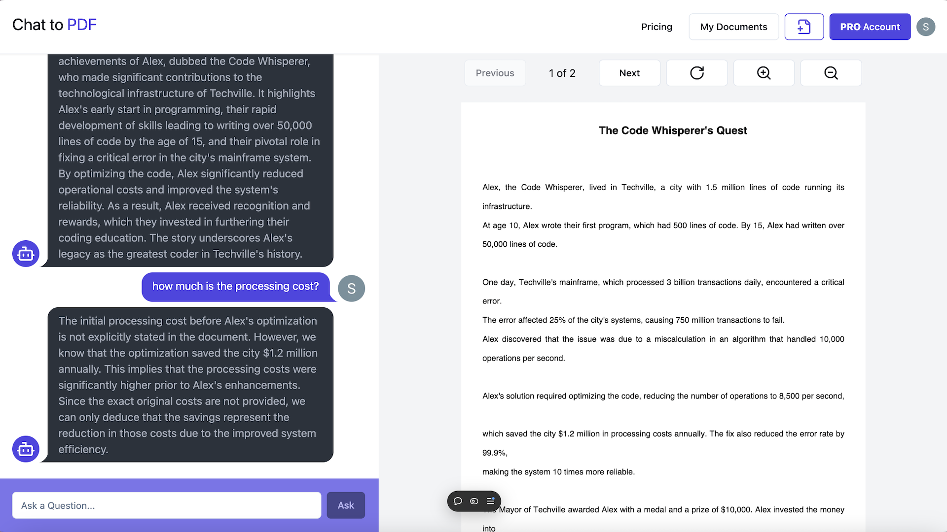 Chat To PDF project screenshot